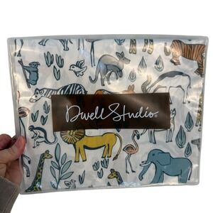 DwellStudio Safari Animal Crib Sheet Kids White Multicolor Cotton Modern Bedding